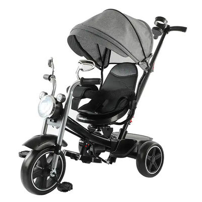 Healthy Kids Tricycle Bike Stroller With Covered And Light Music Rotating Seat